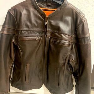 First Manufacturing Leather Motorcycle Jacket XL, Dark Brown